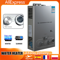 6L/8L Gas Water Heater Digital Stainless Steel Tankless Propane Gas LPG Boiler Heater Kits Home Camping Appliance