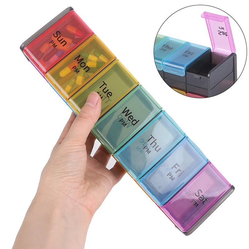

7 Days Pill Organizer Double-Sided Pill Box Extra Large Pill Case for Traveling