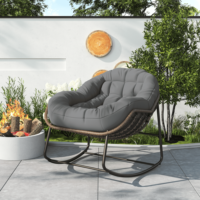 Rocking Chair, 90x80cm, oversized rtin chair with padded cushion, leisure chairs, Beige/gray/Orange