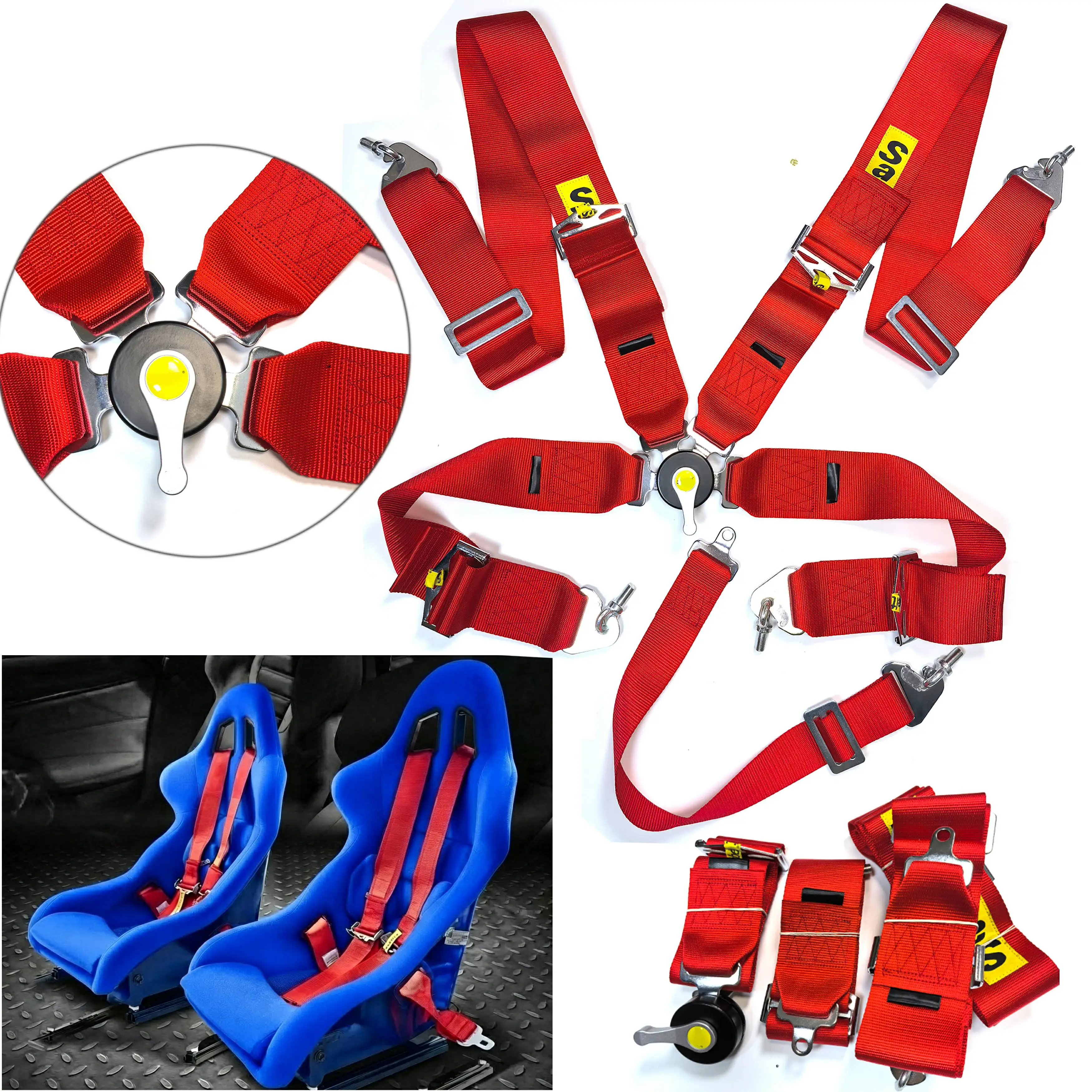 Universal 4/5/6 Point Racing Style Harness Belt Adjustable Shoulder Strap for Modified Car Seats Interior Accessories
