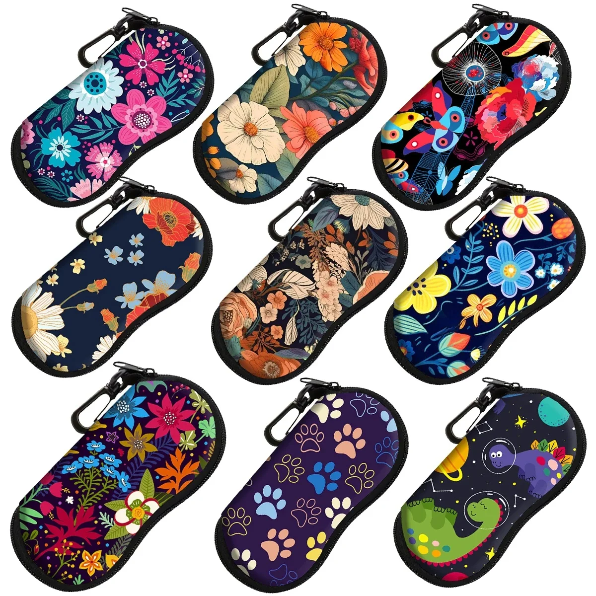 Boîte de rangement de lunettes de soleil vintage pour hommes et femmes, étui à lunettes de dinosaure portable, housse de protection de lecture, fleurs roses, voyage