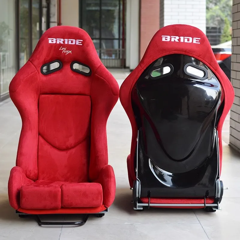 

1 шт., сиденье BRIDE Racing с откидной спинкой из стекловолокна, серебряное блестящее заднее замша