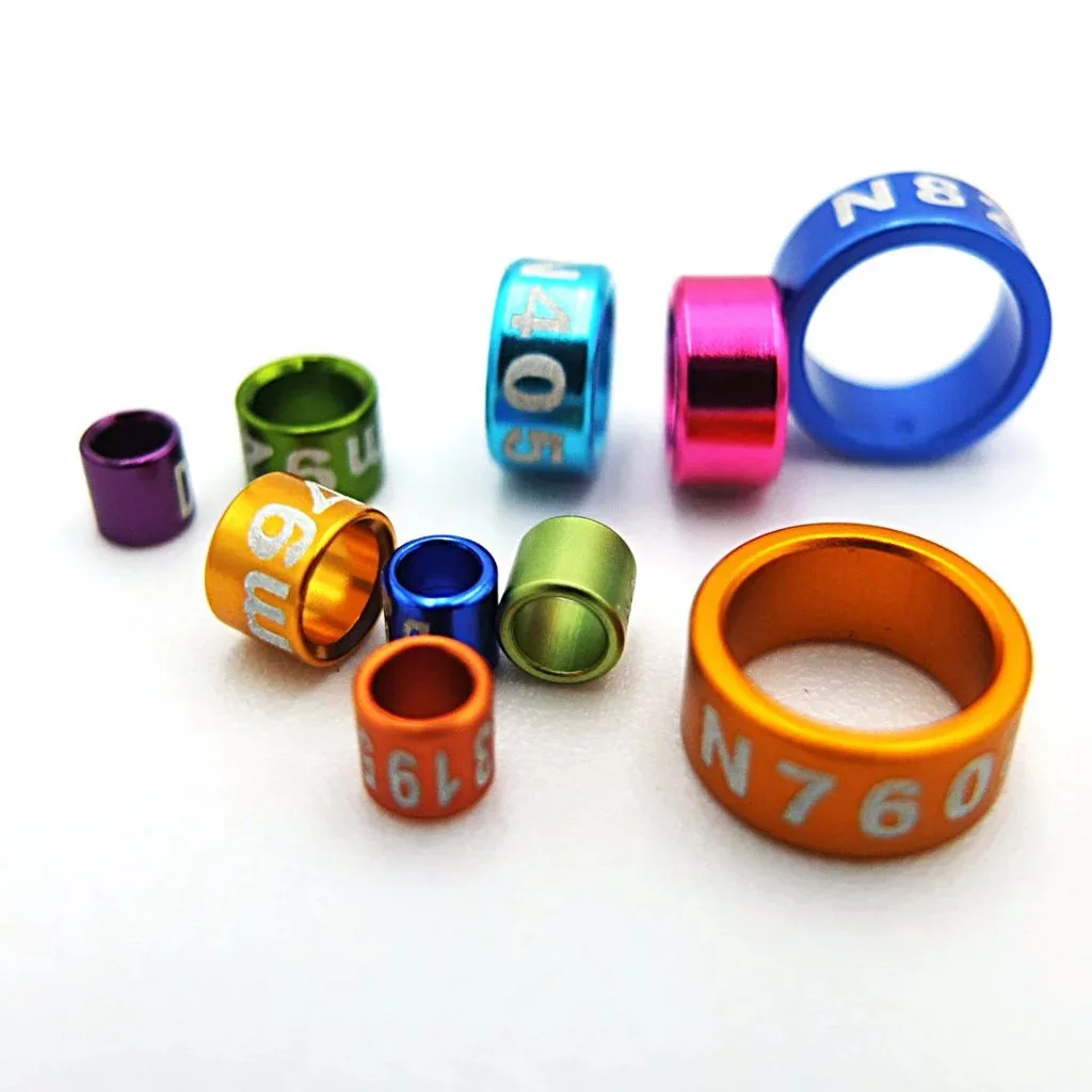 500PCS/LOT Aluminum Closed Bird Leg Rings 2.6mm~8.0mm Assorted colors with unique random numbers