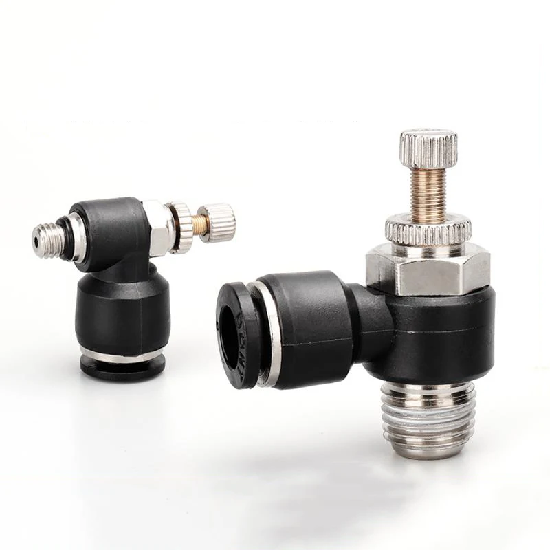 

Black SL Pneumatic Quick Joint Of Trachea Throttle Speed Regulating Valve Quick Push in Pipe SL 4 6 8 10 12mm M5 1/8 1/4 3/8 1/2