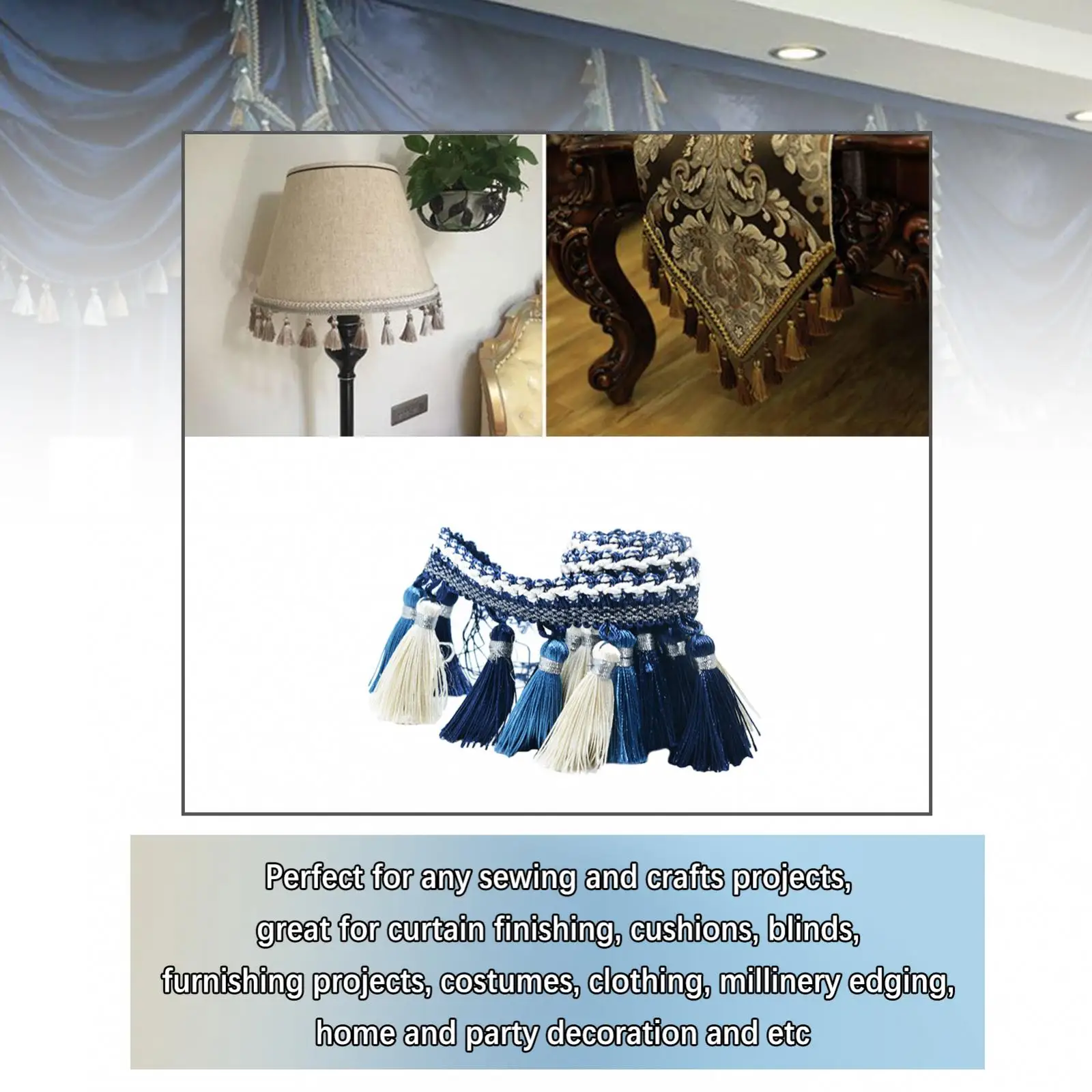 1 Yard European Tassel Edging Fringe Trim Embellishment Curtain Embellishment DIY Parts for Clothing Curtain Millinery Decora
