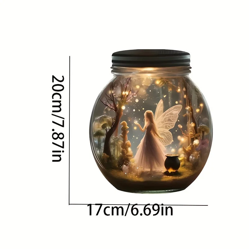 Boho Fairy Solar Jar Hanging Signage Enchanted Forest Themed Acrylic Decor for Living Room Ideal Gift for Fantasy Enthusiasts