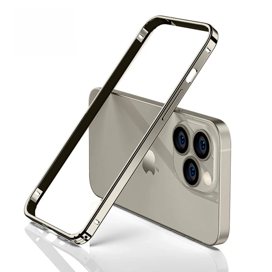 Luxuriöser Leichter Aluminium-Metallrahmen für iPhone 12 13 14 Plus 15 16 17 18 Pro Max Stoßfänger-Hülle Dünne Legierung Rückseiten-Schutz-Zubehör