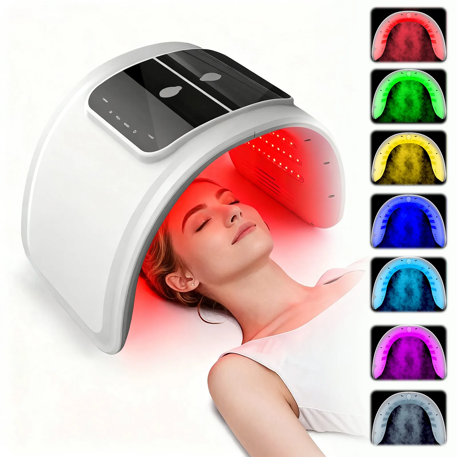 DWiusty 7-Farben LED-Photonen-Gerät mit Nano-Spray zur Hautbefeuchtung, Gesichts- und Körpermaske für Salon, SPA und Heimgebrauch, Hautverjüngung, Akne-Hautpflege