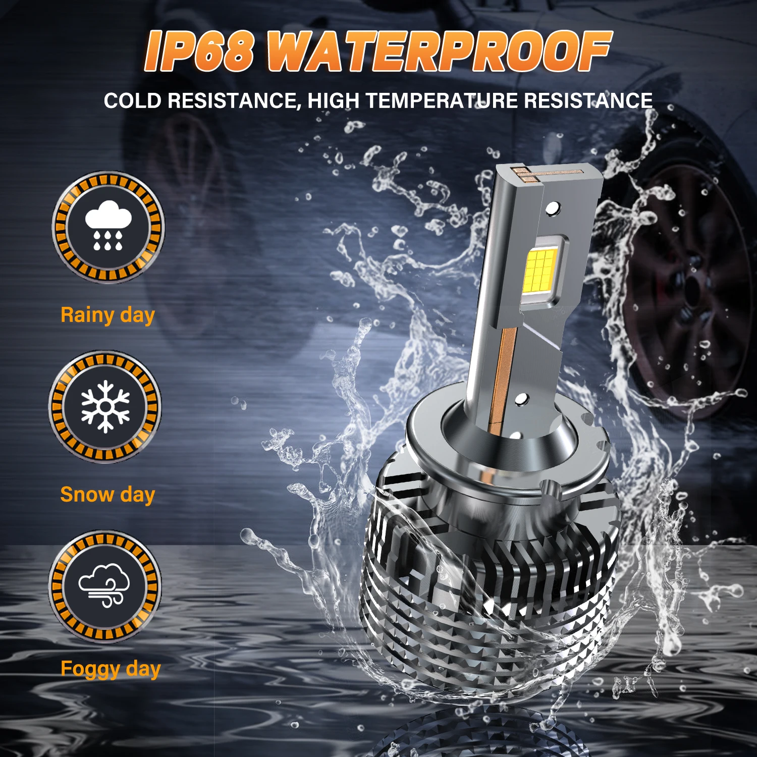 ハイパワーLEDカーヘッドライト,120w,12000lm,d1s,d2s,d3s,d4s,d8s,ターボランプ電球,4300k,cspチップ,デュアル銅管ライト,プラグおよび再生