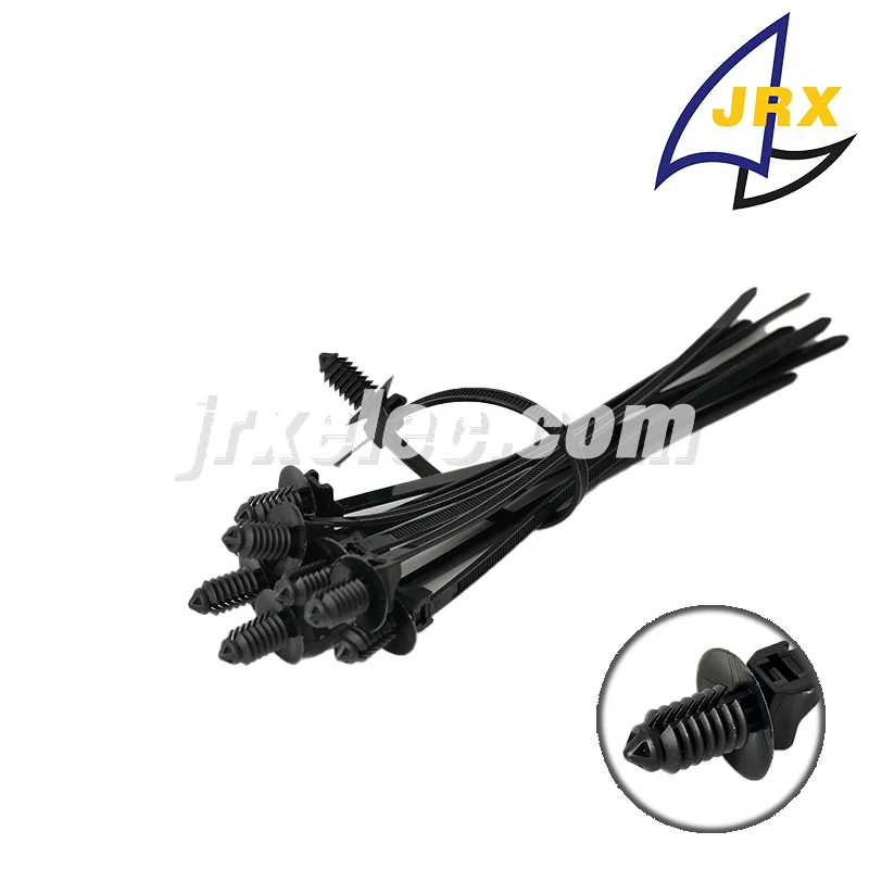 157-00203 Кабельная стяжка с креплением для елового дерева и диском PA66HS, черная 167 мм для крепления автомобильных жгутов проводов