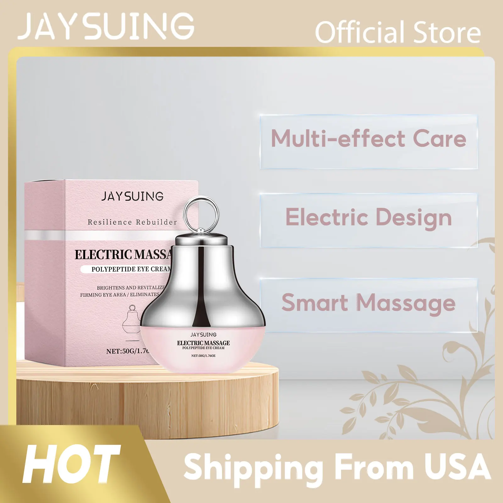 JAYSUING Augen-Elektro-Massagecreme, verbessert trockene Augenringe, reduziert Schwellungen, entfernt Verdunkelung der Augen, straffende Essenzcremes