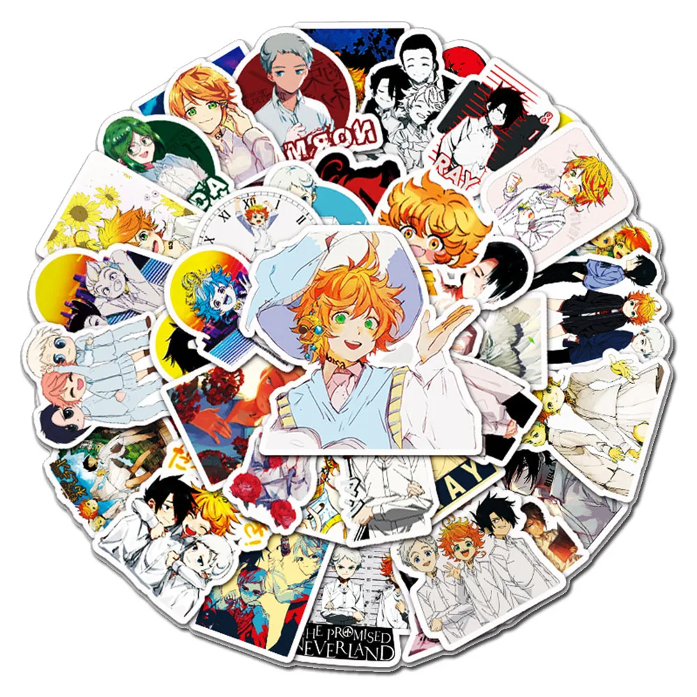 10/30/50PCS Anime The Promised Neverland Stickers DIY Phone Stationary Fridge Luggage Cartoon Sticker PVC Decals Kids Toys Gift