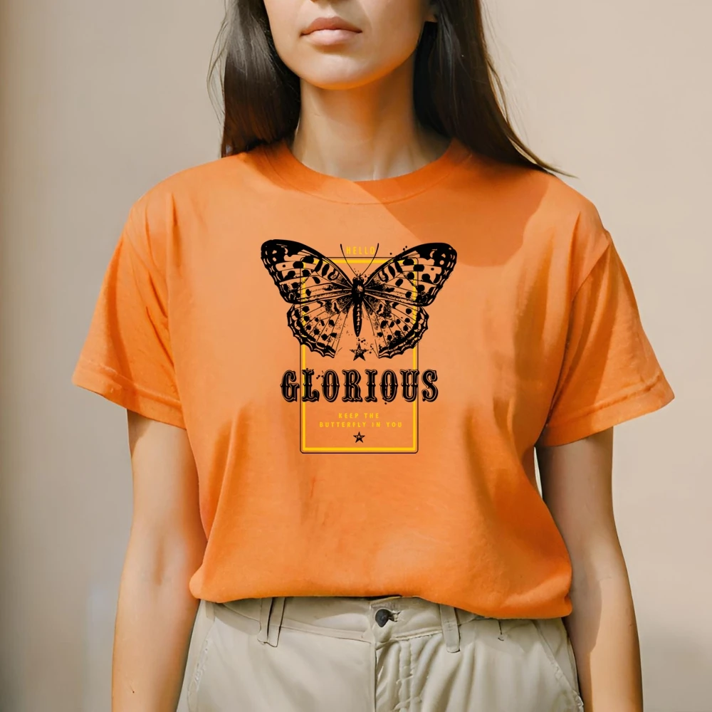 Women's T-shirt GuGi Butterfly Glorious Printed 100% Cotton CF01-002