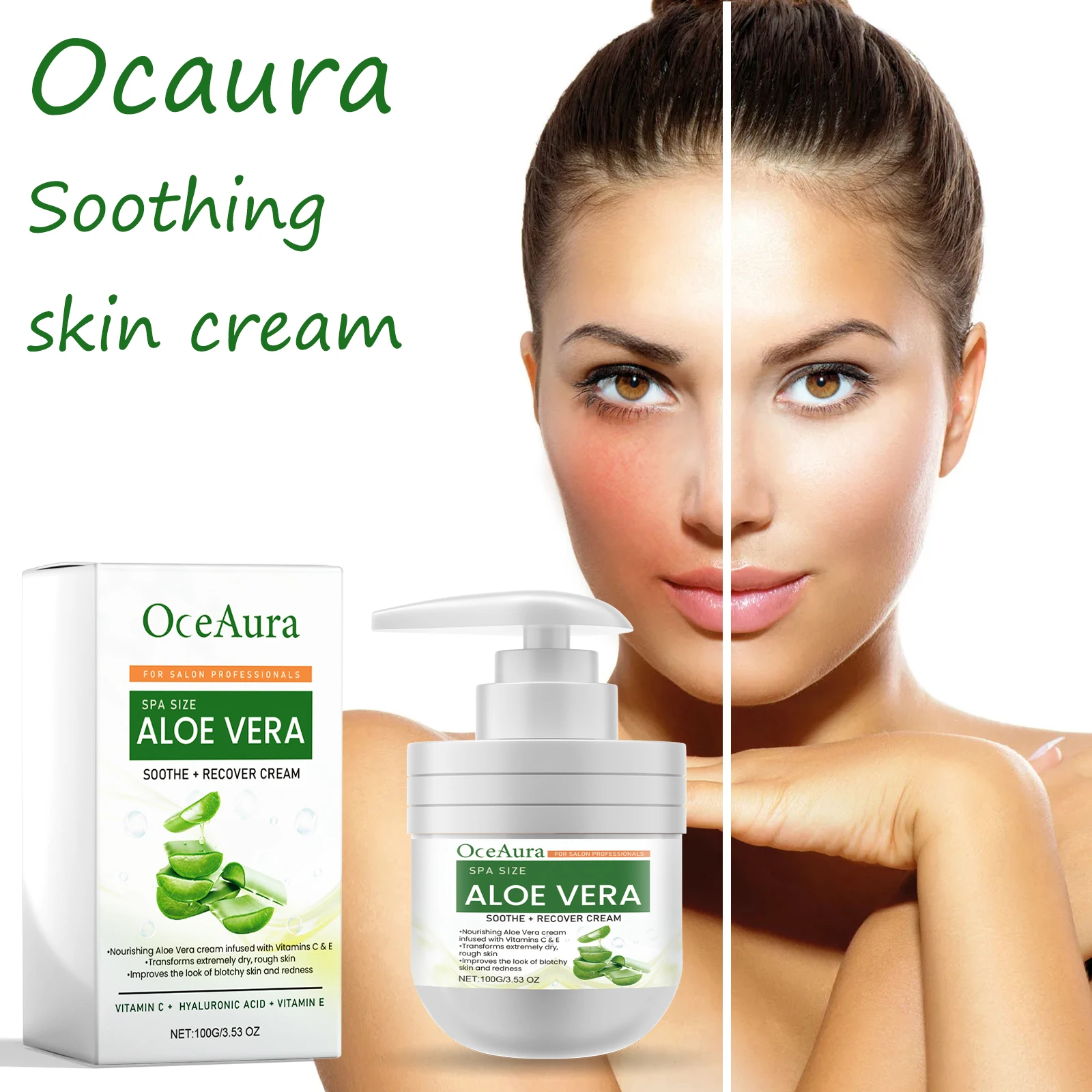 

Oceaura крем для тела с алоэ вера, увлажняющий, восстанавливающий, легкая текстура кожи от солнечных ожогов, освежающий, нежирный, уменьшающий тусклость, крем для тела