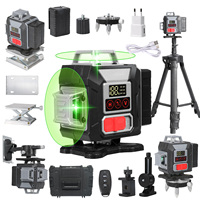 4D 16 Line Laser Level 360° Automatic Levelling Green Cross Line Laser Level Tool 4D Laser Level With 2 Rechargeable Battery