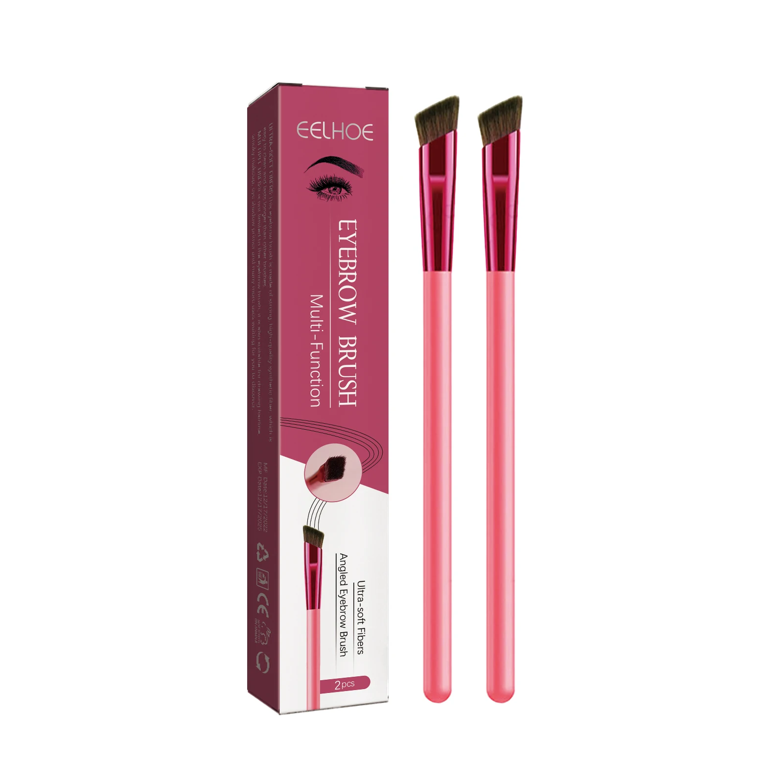 Ultra-soft Fibers Angled Eyebrow Brush Eye Brow Synthetic Hair Super Thin Ergonomic Handles Multiple Uses Eyebrow Brush