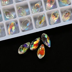 20Pcs Teardrop Pear Shape Faceted Crystal Glass AB Shine Loose Beads for Earrings Necklace Bracelets Jewelry Making Accessories