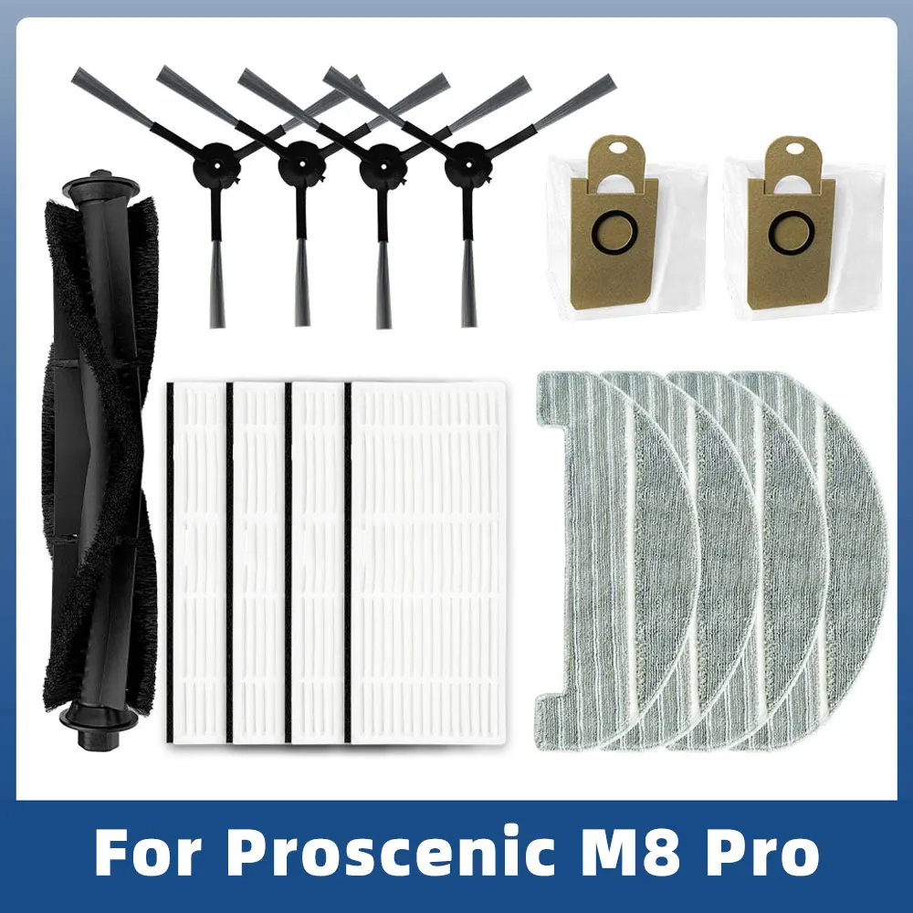 For Proscenic M8 Pro Robot Vacuum Cleaner Replacement Spare Parts Accessories Main Brush Side Brush Hepa Filter Mop Rag Dust Bag