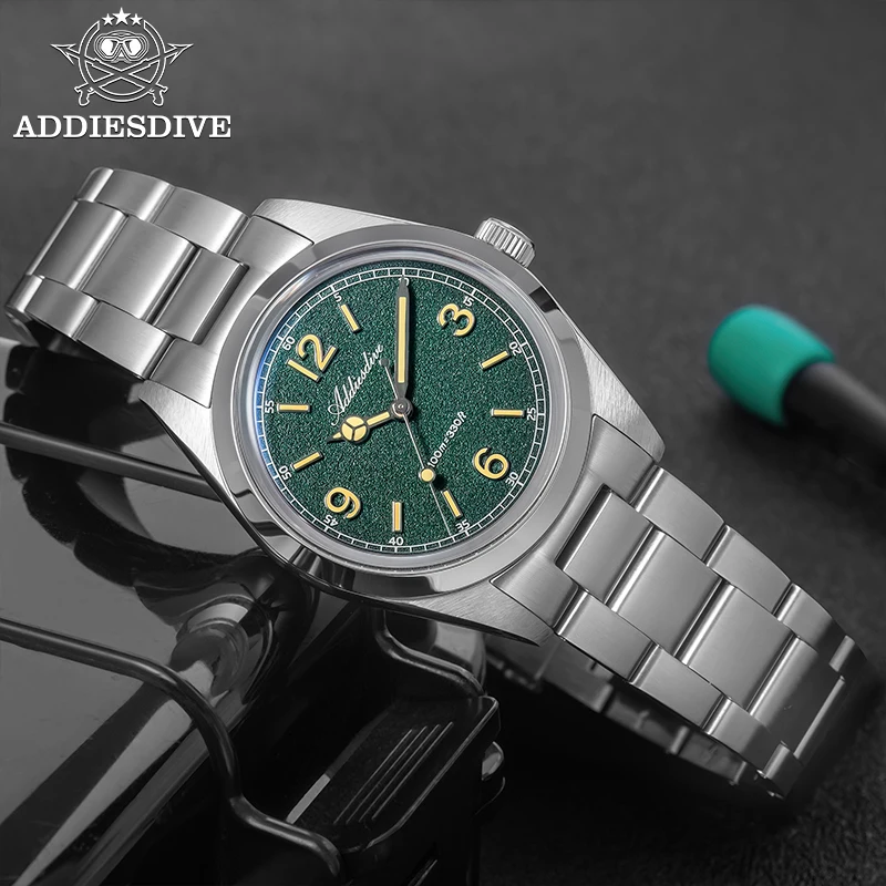ADDIESDIVE VH31 Quartz Woman Watch 316L Stainless Steel Bubble Glass 10Bar Waterproof Sport Luminous Business Watch for Woman