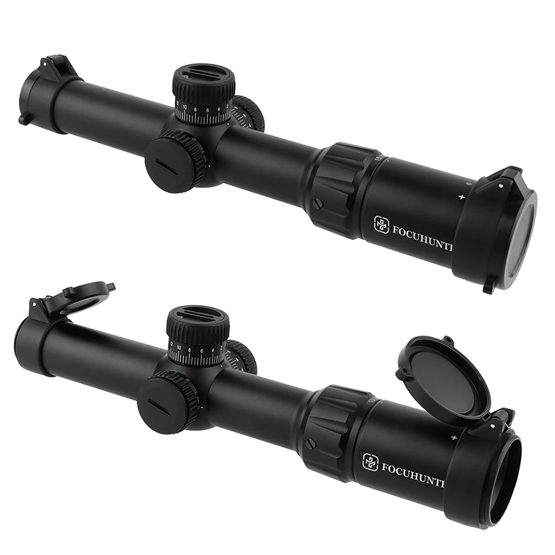 FOCUHUNTER 1.5-6x24 Tactical Optic Scope Red Green Illuminated Hunting Scope Rings 1-5X Tactical Sight For Hunting