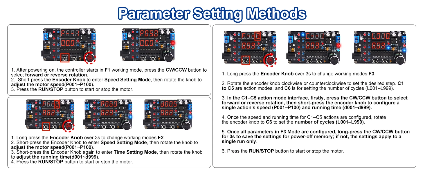 Programmierbarer DC-Motorgeschwindigkeitsregler Lötübungs-Set DIY-Motorsteuermodul mit Vorwärts-/Rückwärts-Timer & Schleifmodi – Detail 4