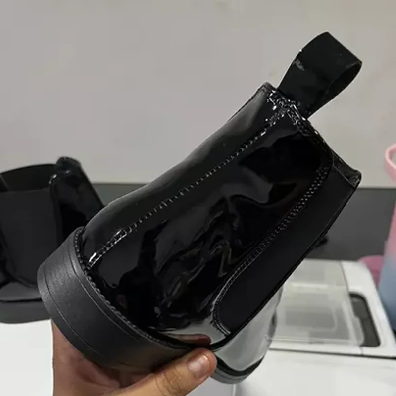 Stivale Chelsea in pelle verniciata nera Scarpe Zanthy Modello 600 Stivali Mariachi da uomo