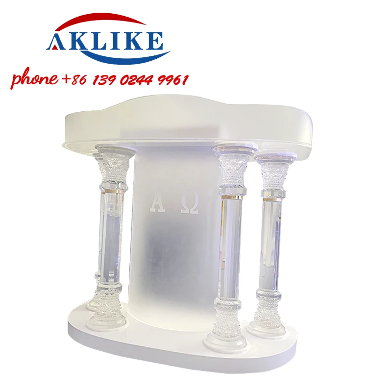 Clear Lectern Podium Crystal Pulpit Hot Sale Curved Acrylic Church Rostrum Glass Podium Modern Design Platform Free Shipping