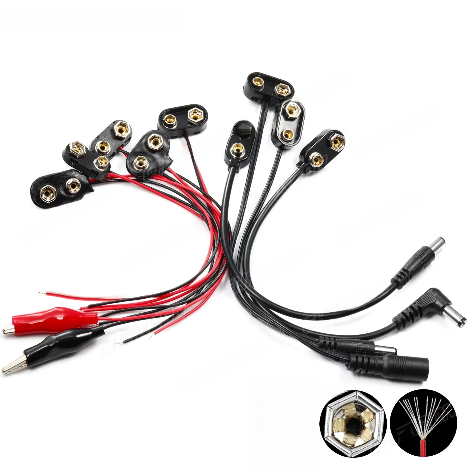 Connecteur de batterie 9V, Clips d'alimentation, prise cc mâle femelle, adaptateur Alligator, câble de support de fil, prise de plomb 9 volts, baril