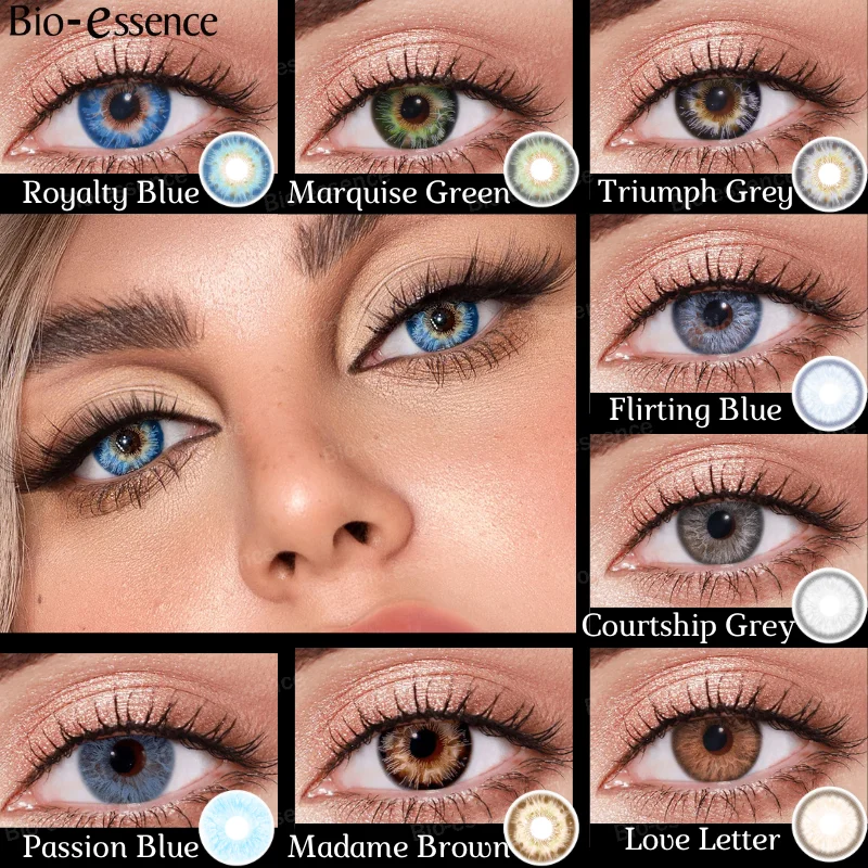 Bio-essence 1 Pair Colorcon Colored Contact Lenses for Eyes Blue Lenses Green Eye Lenses Gray Lenses Natural Lenses Dark Lenses