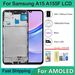 6.5'' AMOLED For Samsung A15 4G A155F LCD Display Touch Screen Digitizer Assembly for Samsung A15 5G A156B Display With Frame