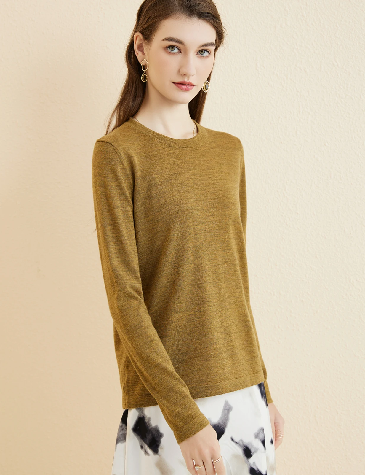 Women's T Shirt 100% Merino Wool Base Layer Top Fall Winter Fashion Crewneck Soft Merino Tee Long Sleeve Tops Knit Women Clothes