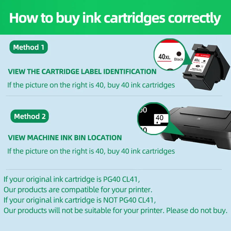 Remanufactured PG40 CL41 Compatible Ink Cartridge for canon PG 40 41 pg-40 cl-41 for printer iP1600 iP1200 iP1900 MP140 MP150