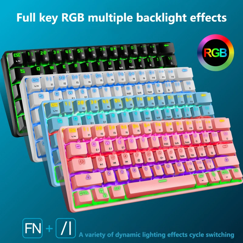 61-key Bluetooth mechanical keyboard RGB luminous game CF LOL office business computer wired charging dual mode