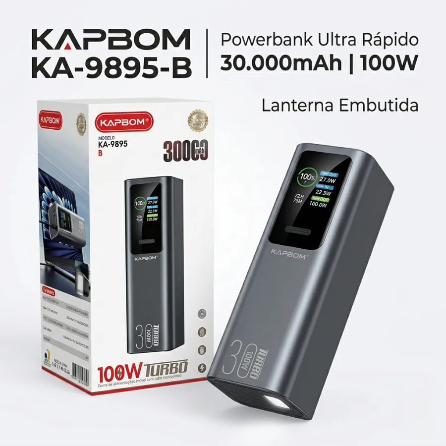 batterie-externe-30000-mah-100w-turbo-charge-rapide-portable-lampe-de-poche-integree-cable-type-c-powerbank-kapbom-ka9895b