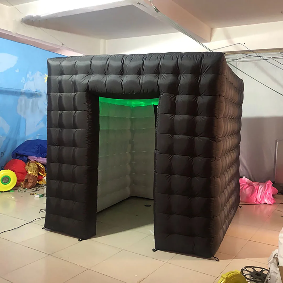 Giant Inflatable Photo Booth Tent w Color Change Lights Party Event Backdrop Customizable Selfie Station For Weddings Promotion