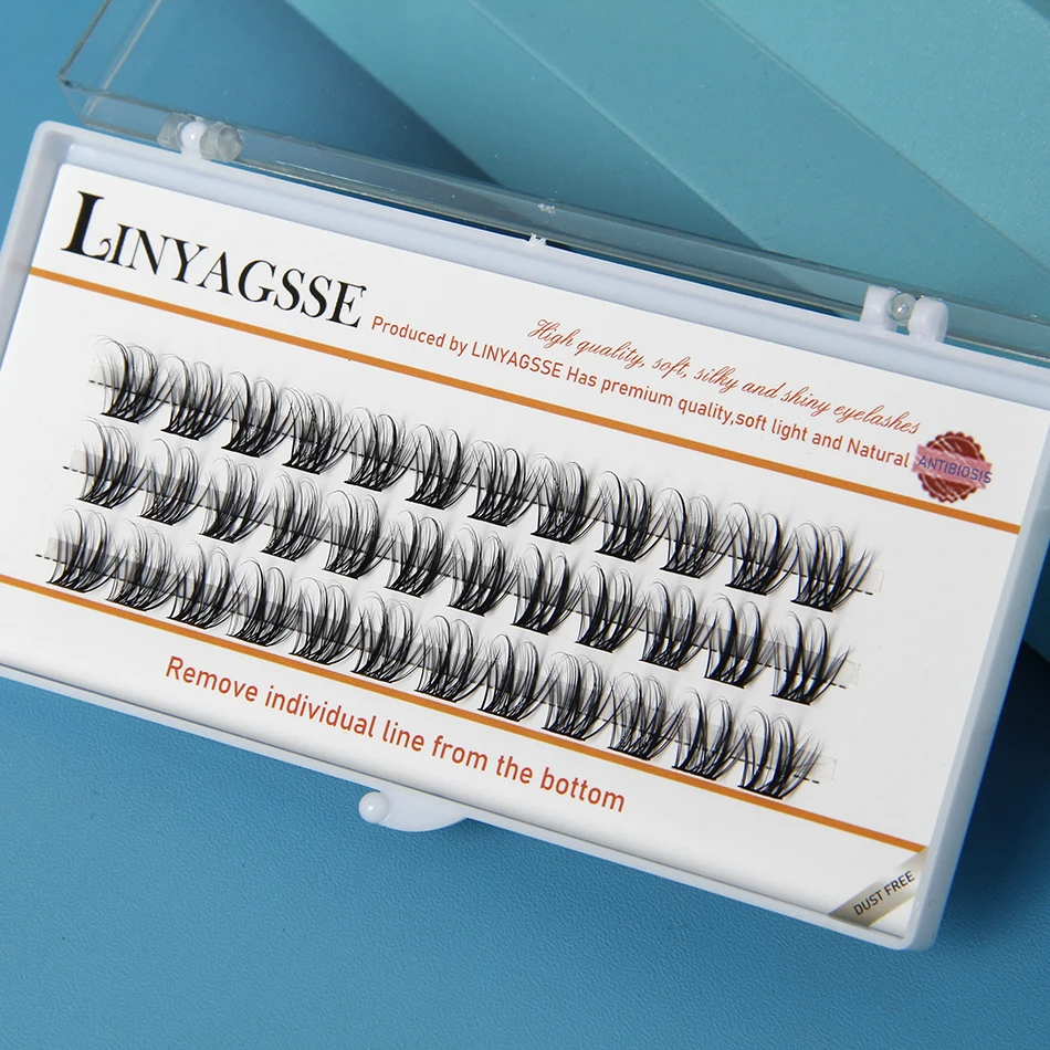 LINYAGSSE 50D 0.07 3 rows Self-Grafting Cluster Lashes Natural Mink Eyelash Individual Extension Lashes Makeup Cilias