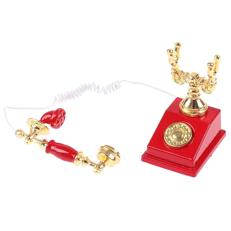 1 Stuk 1:12 Poppenhuis Miniatuur Telefoon Model Retro Roterende Telefoon Voor Pop Decor Kinderspeelgoed En Familie Gebruiksvoorwerpen