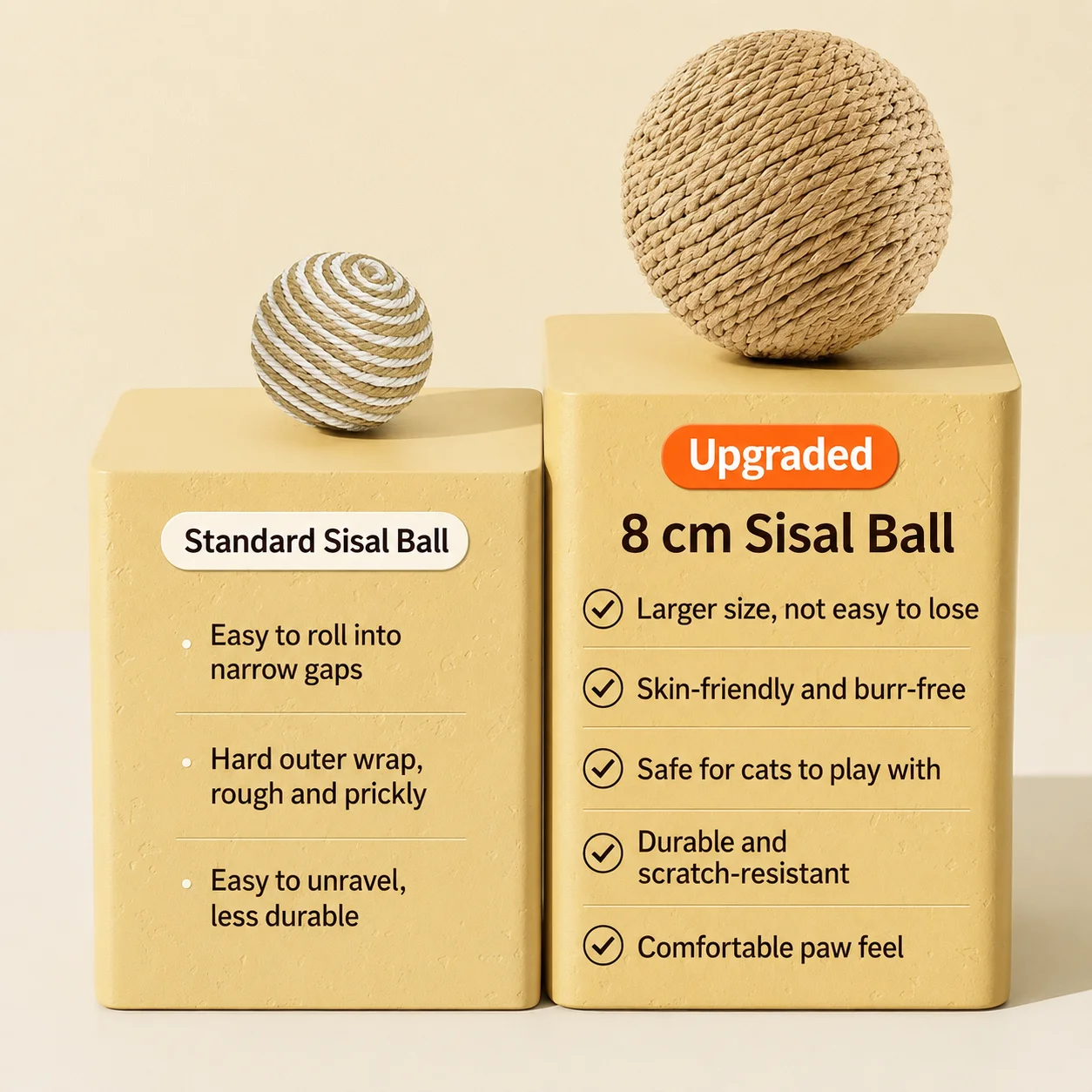 8cm Large Cat Sisal Ball Toy Scratcher Interactive Pet Toy For Indoor Cats Playing Chewing - view 5