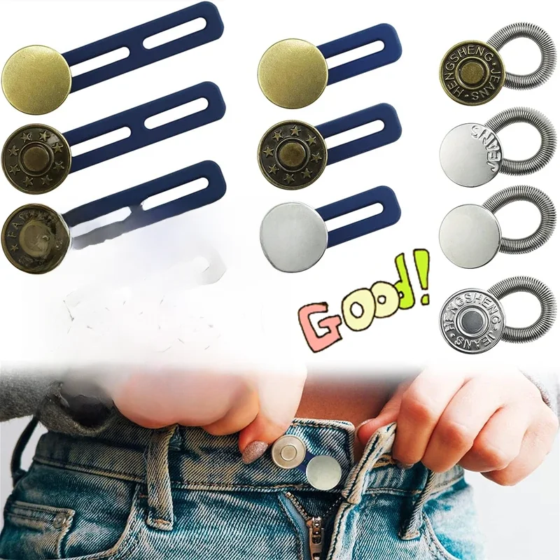 Nouveau 10/5/1PC Extension de bouton en métal pour pantalons jean couture gratuite extensions de taille rétractables réglables bouton extenseur de ceinture