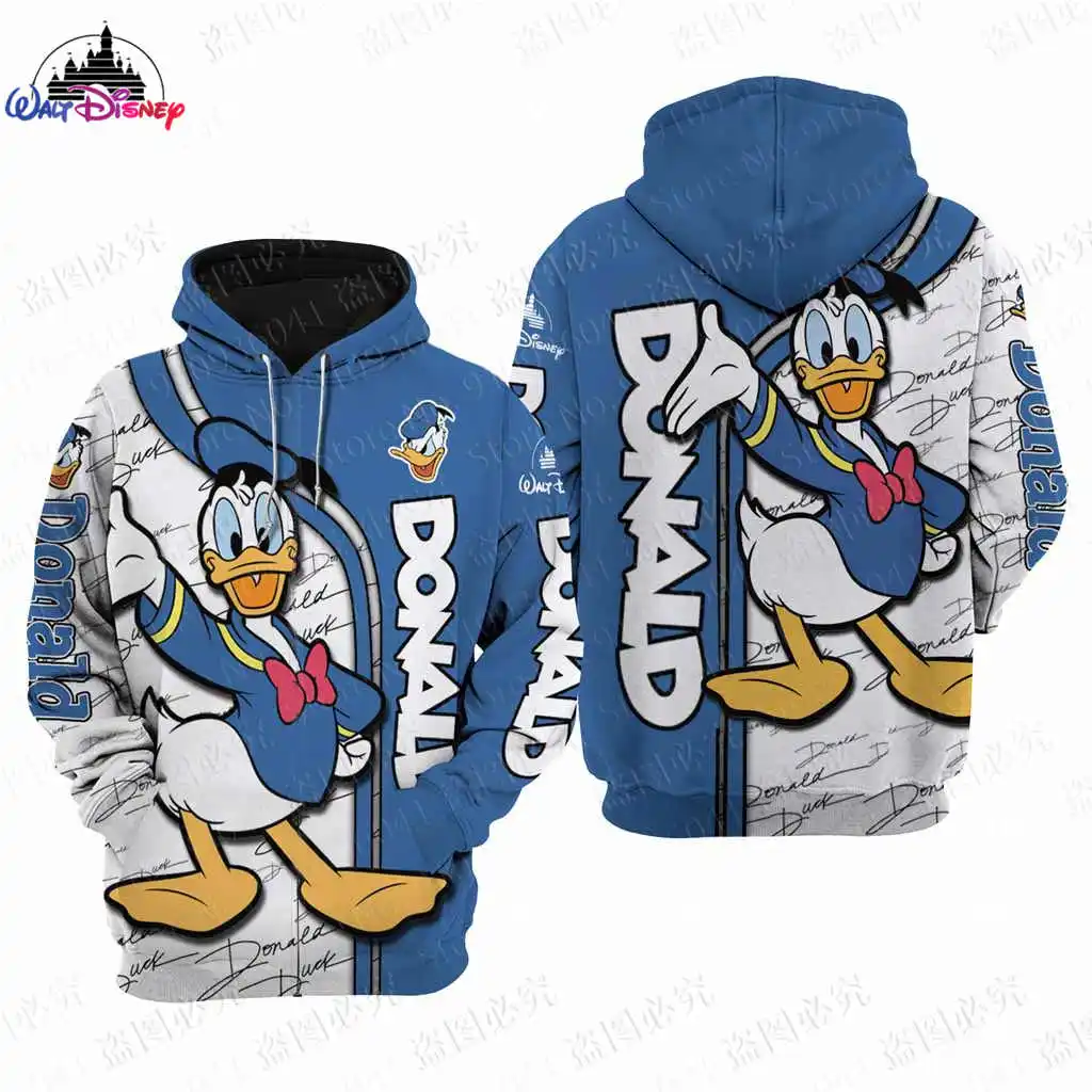 Donald Duck cartoon Disney uomo donna stampa 3D cerniera in pile di alta qualità/felpe con cappuccio abbigliamento genitore-figlio Pullover top