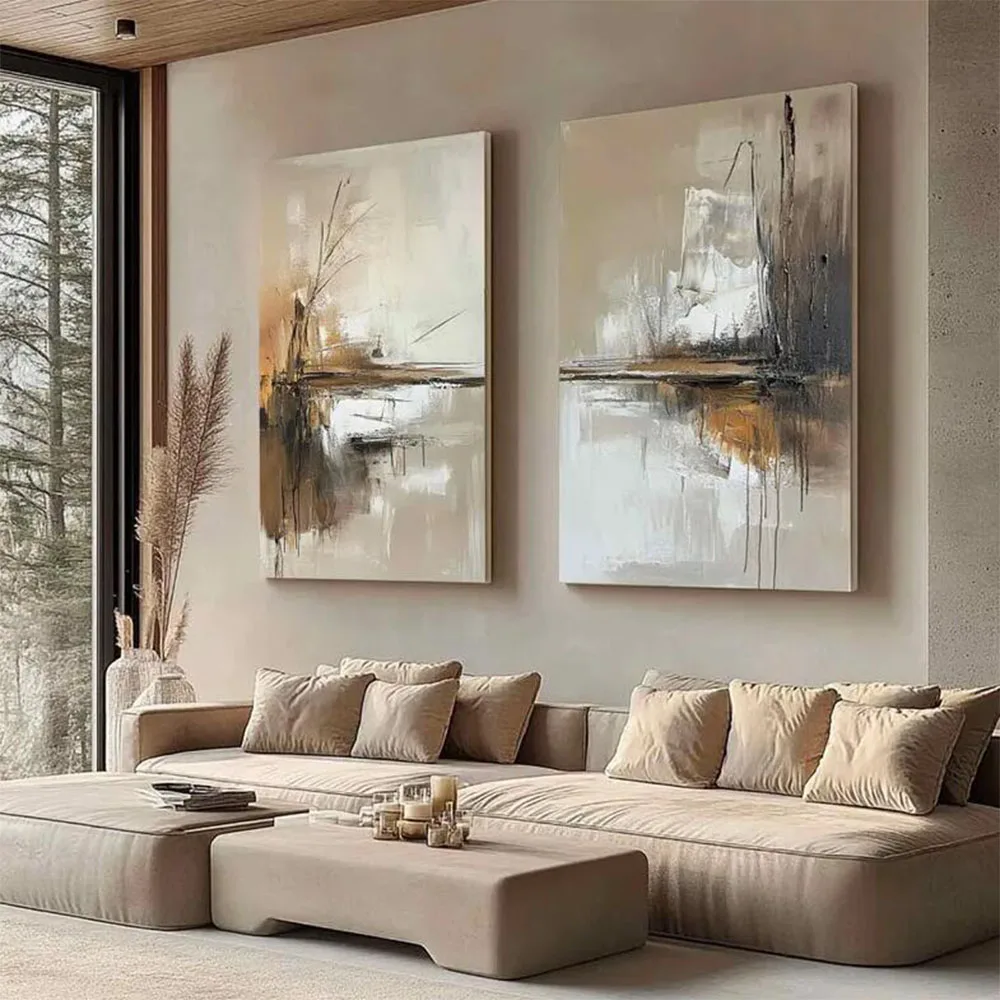 2 abstract hand-painted oil paintings suitable for home decoration, suitable for home decoration, room decoration art pieces