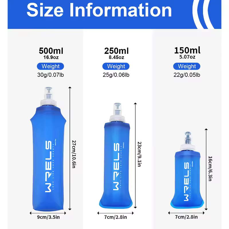 WRELS Folding Water Bottle TPU BPA-Free Collapsible Soft Flask Outdoor Sport Hiking Camping Running Portable Soft Water Bottle - Image 5