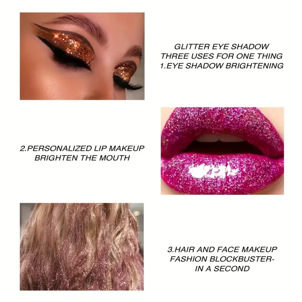 16 色のグリッター アイシャドウ – パンプキン、チェリー、ブルー、パープル シェード、大胆なパーティー ルック、ロングウェア、認定済み、ユニセックス、肌に優しい