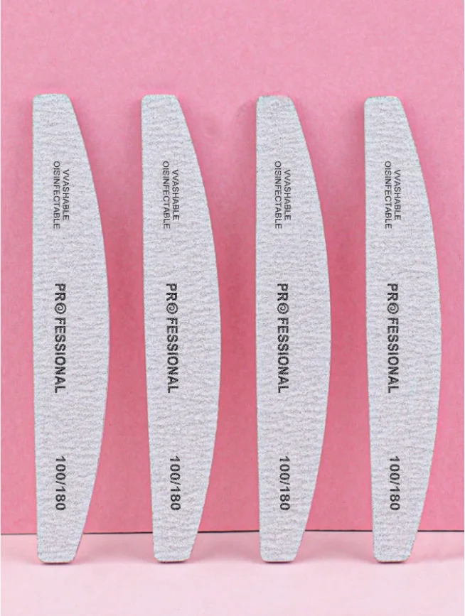 5pcs/Toothed Grey White Half-Moon Sanding File, Zebra Pattern Manicure & Nail Remover Polishing File, Comb-Shaped Double-Sided Nail File