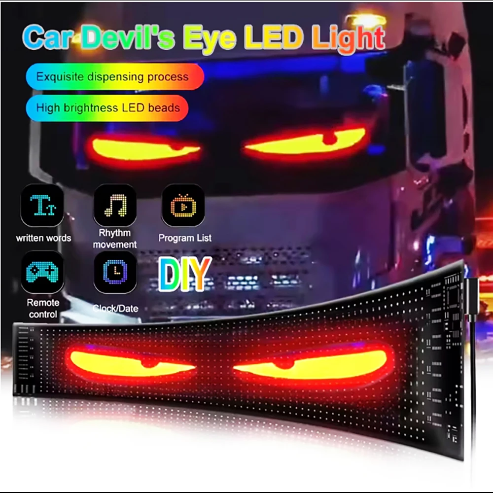 نافذة السيارة الخلفية RGB كامل اللون عين الشيطان USB مثبتة على السيارة لتقوم بها بنفسك LED شاشة لينة مرنة عالية الوضوح مقاوم للماء 2812 5 فولت LED