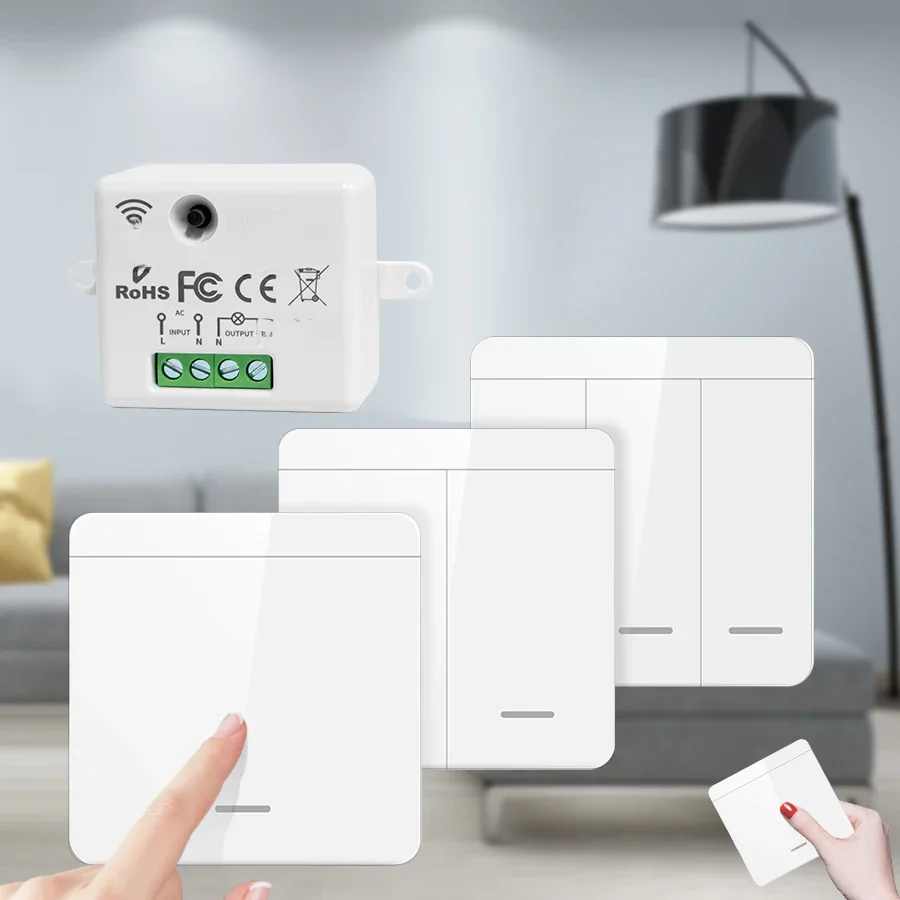 Interrupteur mural sans fil RF 433Mhz, télécommande 1/2/3 boutons, interrupteur d'éclairage intelligent pour lampe LED 10A 110V 220V