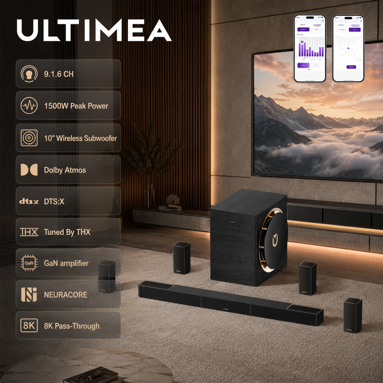 Home Cinema Atmos - ساوند بار ULTIMEA Skywave X100 9.1.6CH