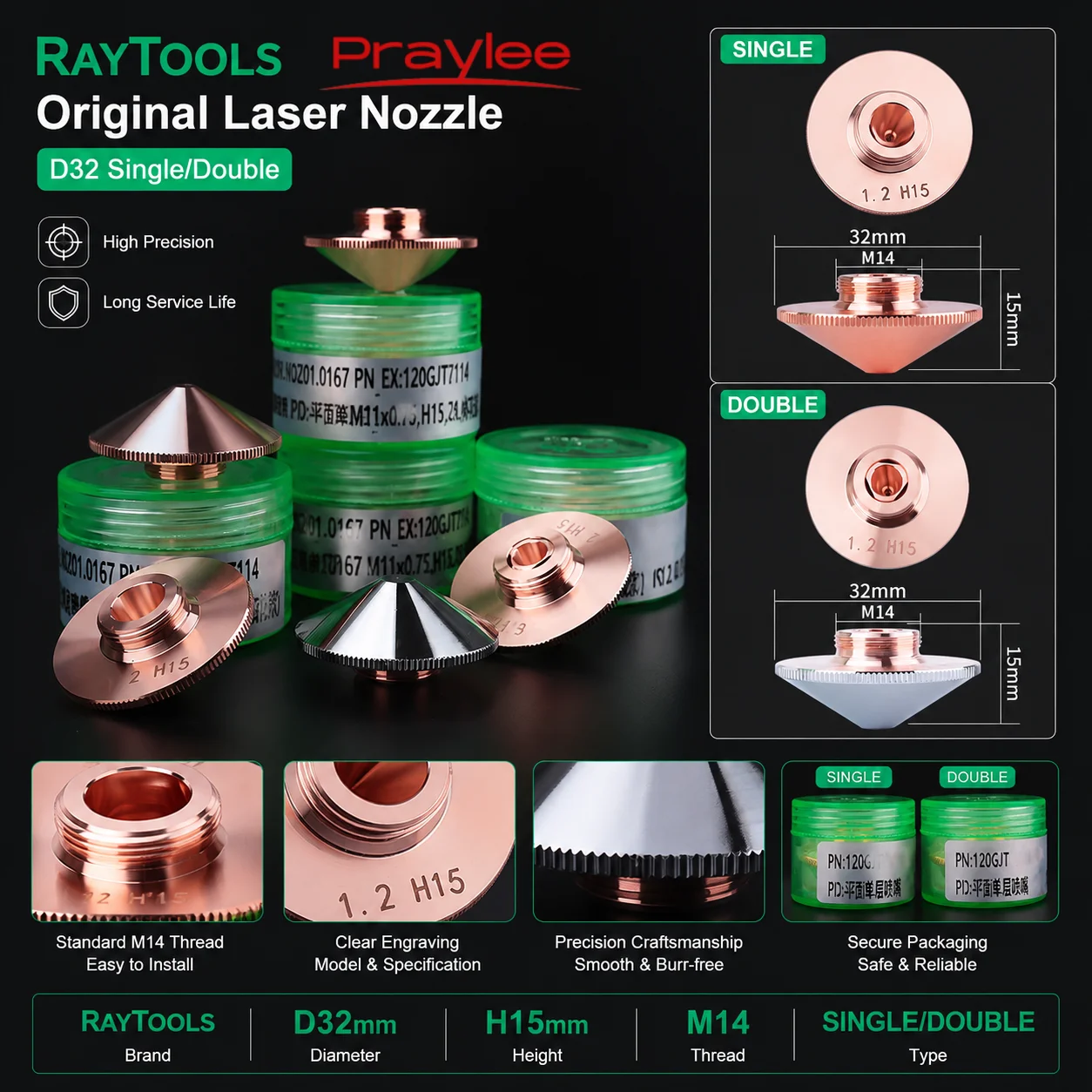 Industrial Fiber Laser - Oryginalna dysza laserowa światłowodowa Raytools D32