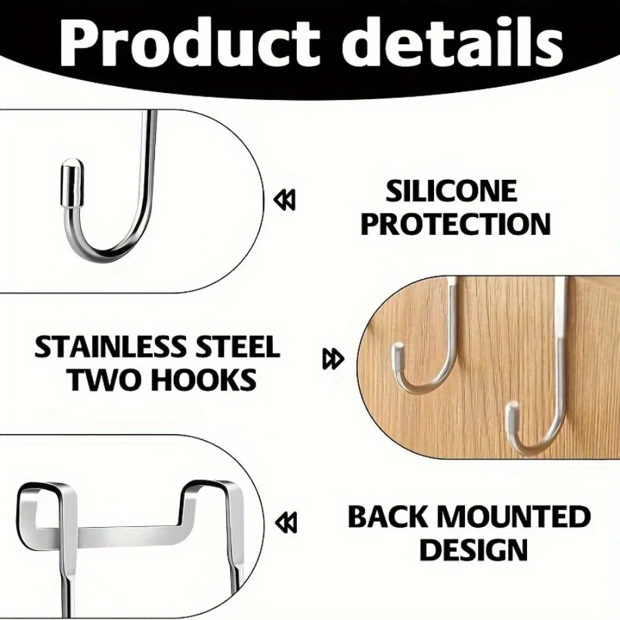 1 Piece Silver Metal Seamless Hook, Suitable for Kitchens, Bathrooms, and Wardrobes, No Drilling Required, Easy To Install - Image 6