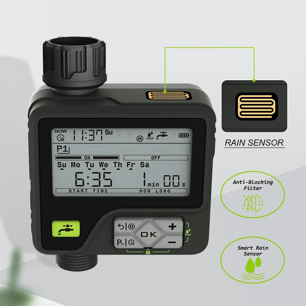 Eshico Super Irrigation System 6 Adjustable Program Rain Sensing Precise Automatic Timing Digital Water Timer Garden Sprinkling